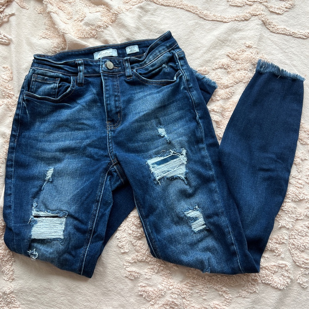 KanCan Curvy Mid Rise Ankle Skinny Jeans Size 27